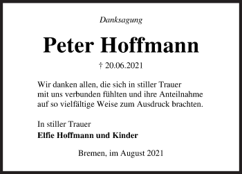 Traueranzeige von Peter Hoffmann