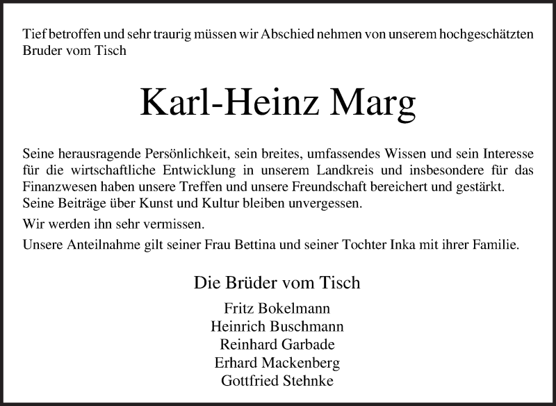  Traueranzeige für Karl-Heinz Marg vom 14.09.2021 aus 