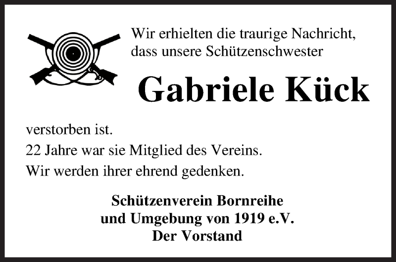  Traueranzeige für Gabriele Kück vom 15.09.2021 aus Osterholzer Kreisblatt