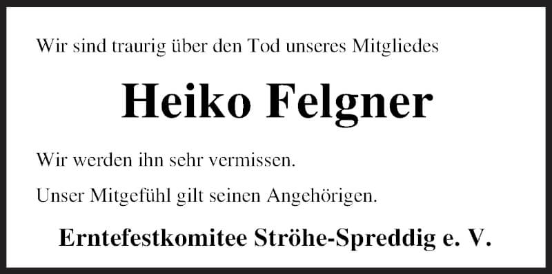  Traueranzeige für Heiko Felgner vom 20.09.2021 aus Osterholzer Kreisblatt