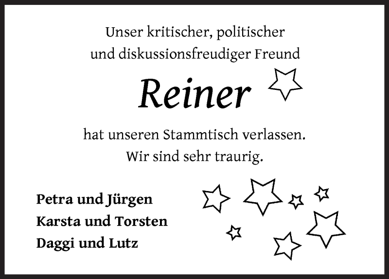 Traueranzeige von Reiner Schönbusch von Osterholzer Kreisblatt