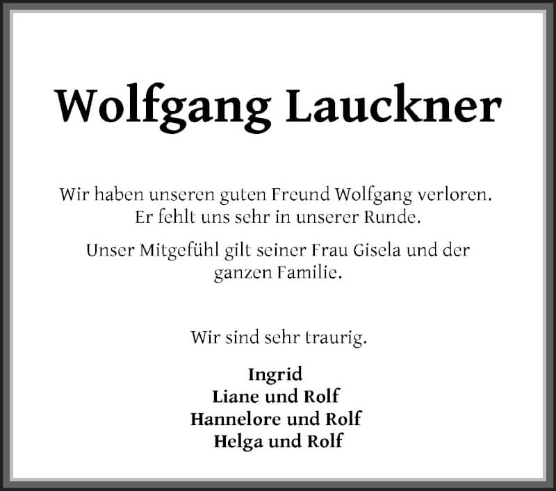  Traueranzeige für Wolfgang Lauckner vom 18.09.2021 aus Die Norddeutsche