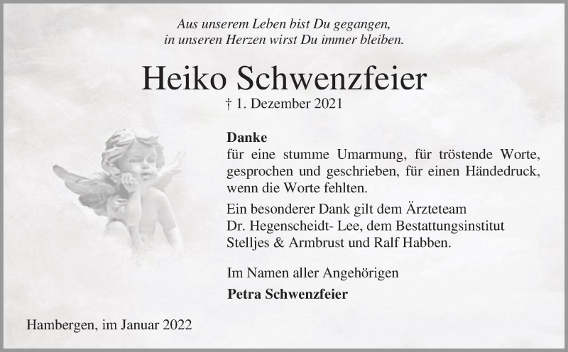  Traueranzeige für Heiko Schwenzfeier vom 29.01.2022 aus Osterholzer Kreisblatt