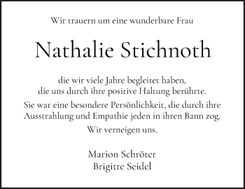 Traueranzeige von Nathalie Stichnoth