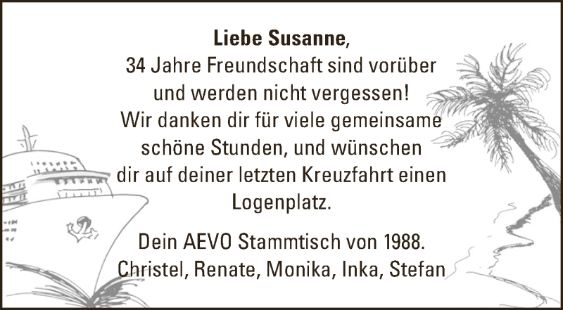  Traueranzeige für Susanne Sermond vom 15.01.2022 aus WESER-KURIER