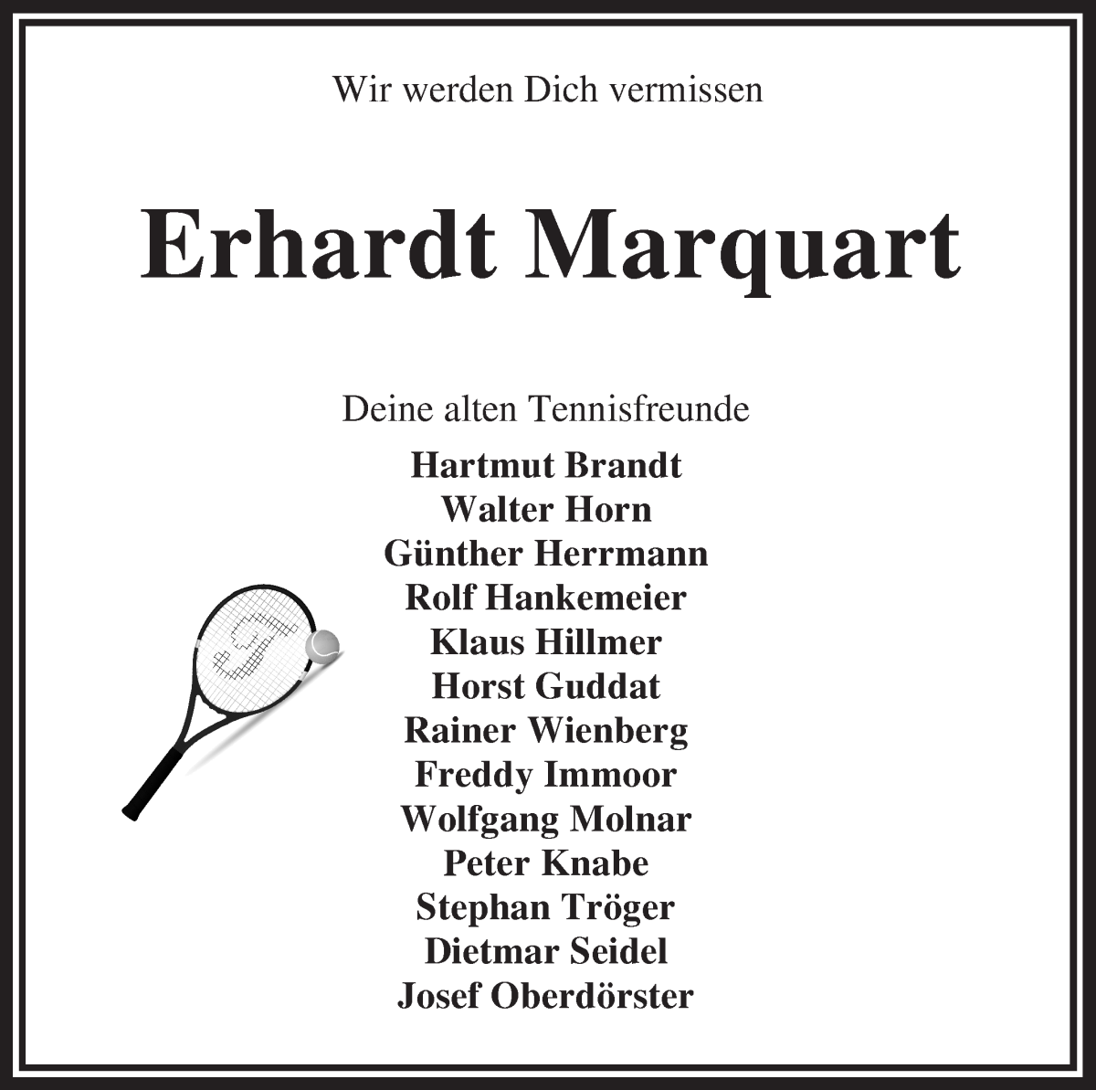 Traueranzeige von Erhardt Marquardt von Die Norddeutsche