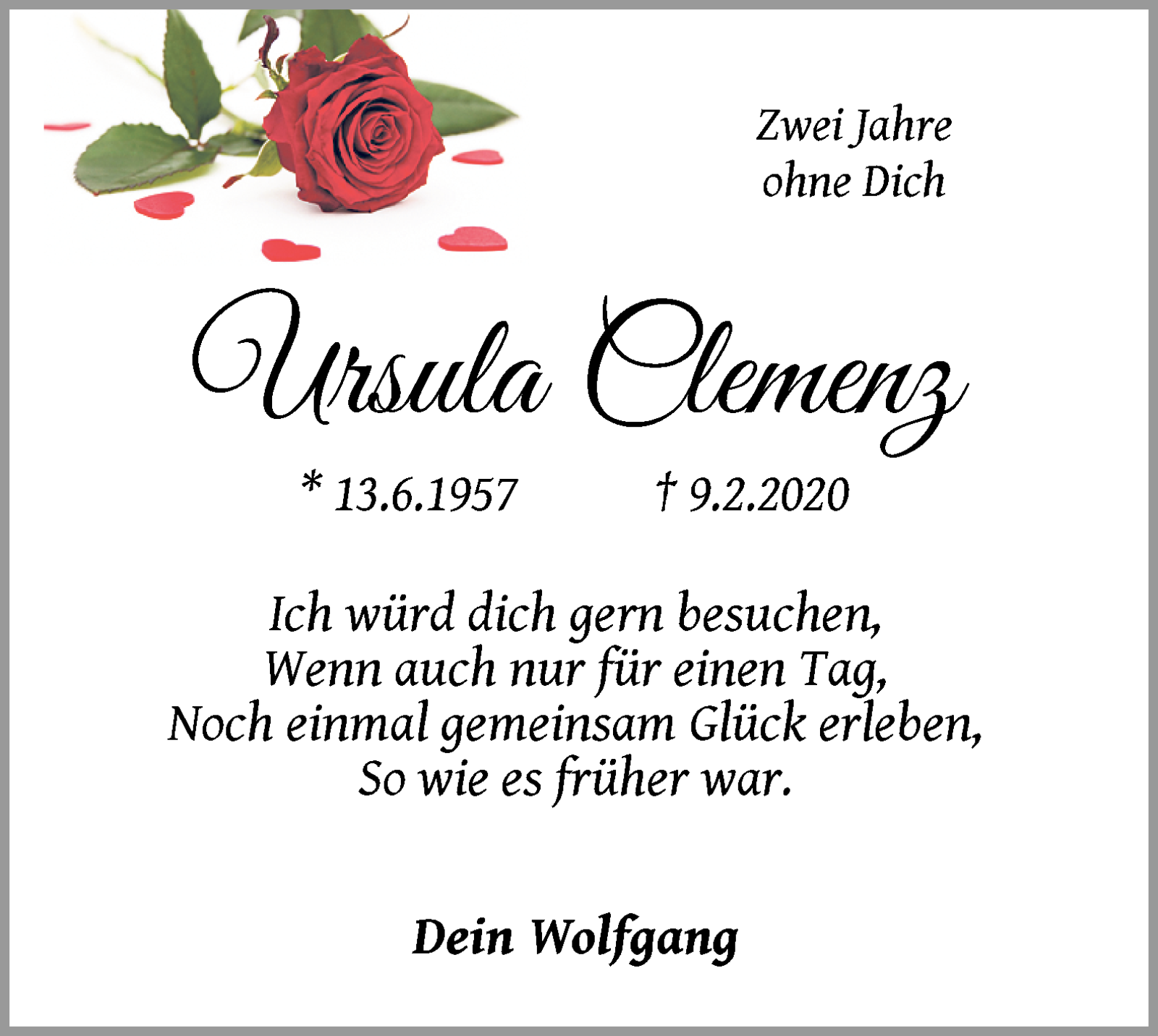  Traueranzeige für Ursula Clemenz vom 09.02.2022 aus WESER-KURIER