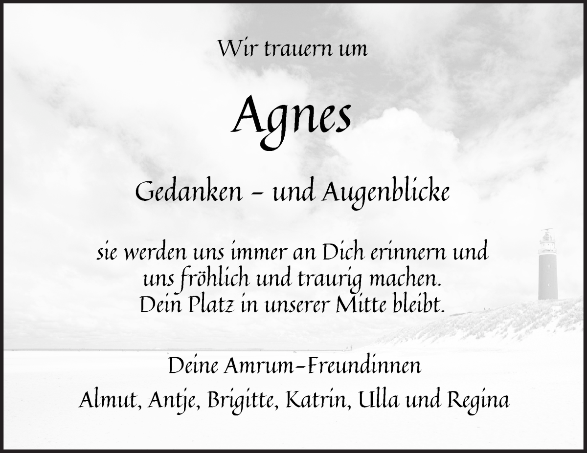 Traueranzeige von Agnes Starke von Die Norddeutsche