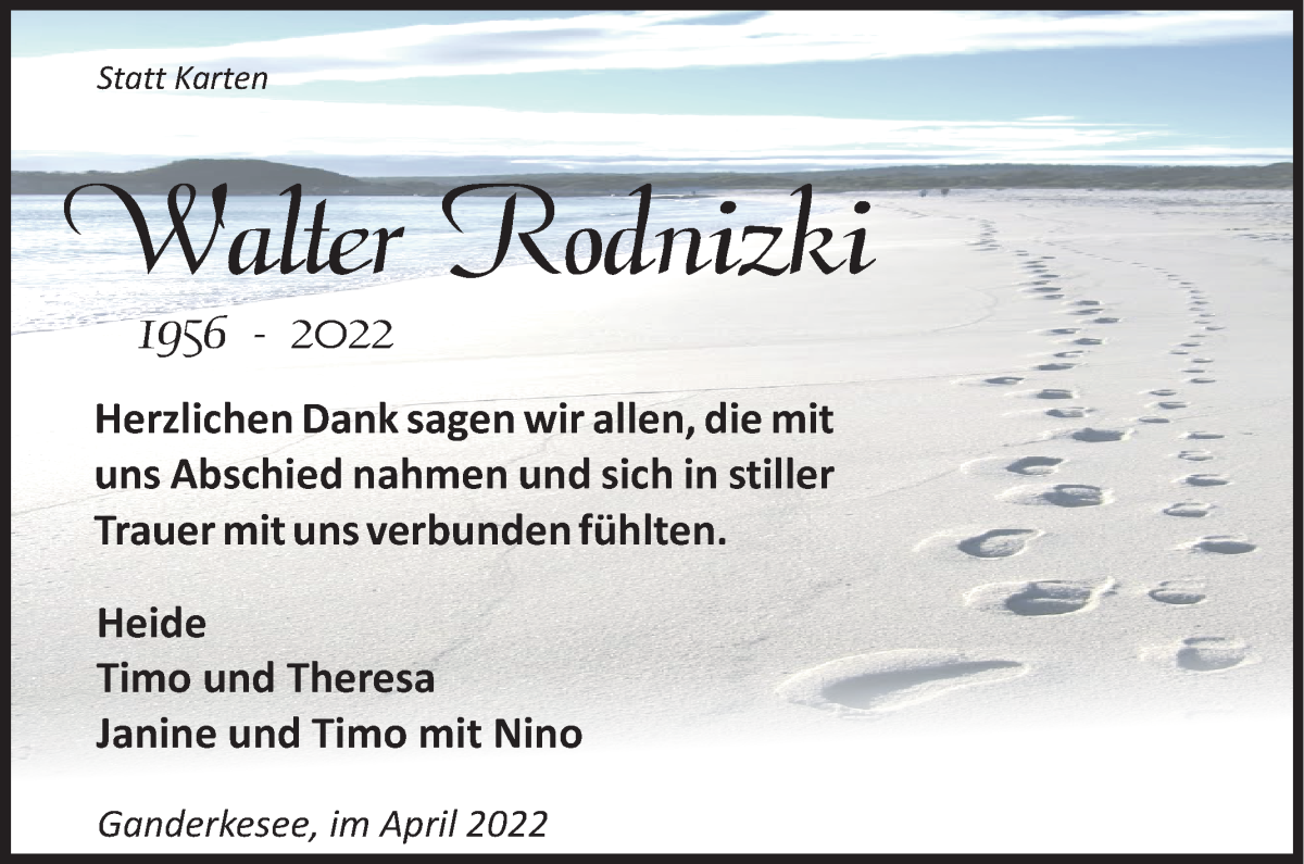  Traueranzeige für Walter Rodnizki vom 02.04.2022 aus WESER-KURIER