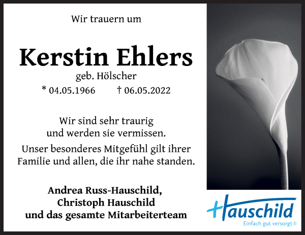 Traueranzeige von Kerstin Ehlers von Wuemme Zeitung