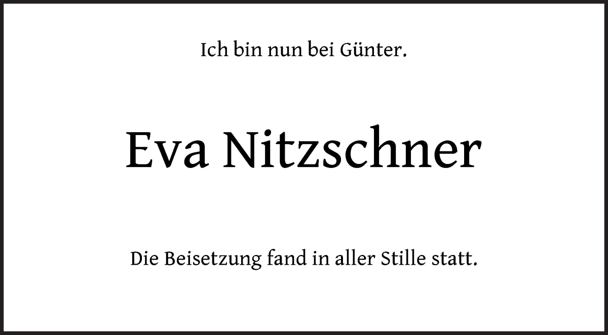 Traueranzeige von Eva Nitzschner von WESER-KURIER
