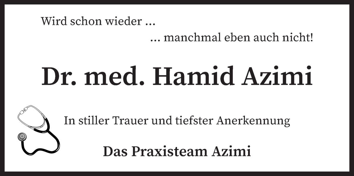 Traueranzeige von Hamid Azimi von Achimer Kurier/Verdener Nachrichten