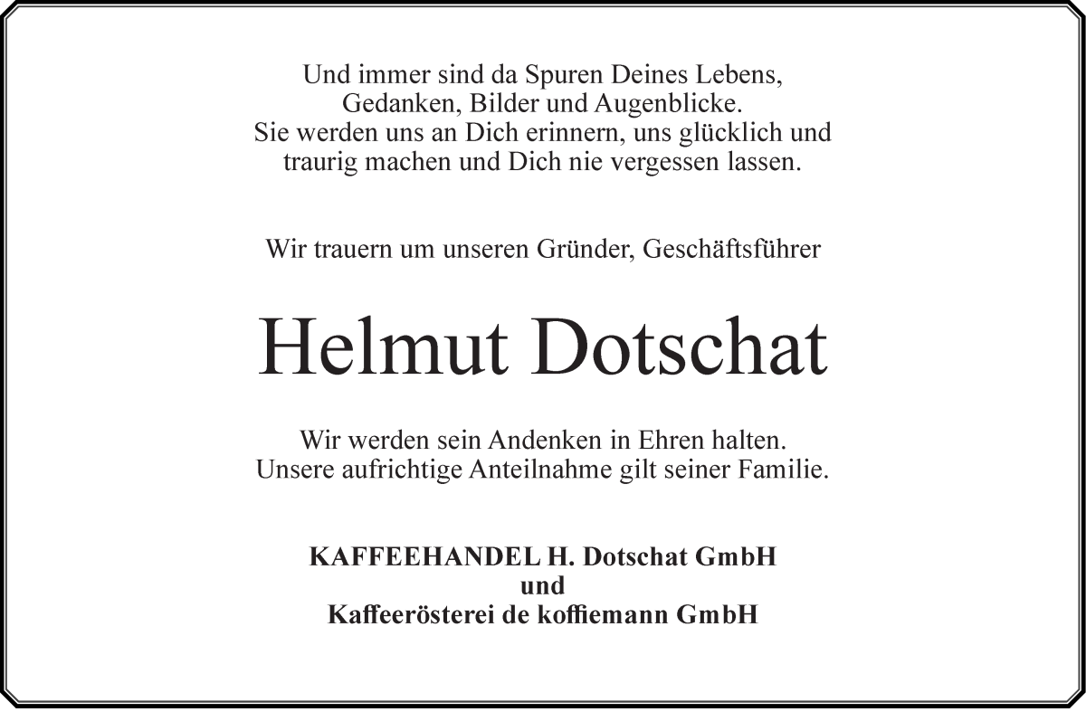  Traueranzeige für Helmut Dotschat vom 18.06.2022 aus WESER-KURIER