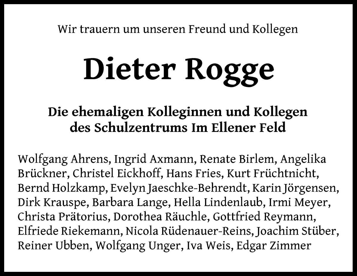  Traueranzeige für Dieter Rogge vom 02.07.2022 aus WESER-KURIER