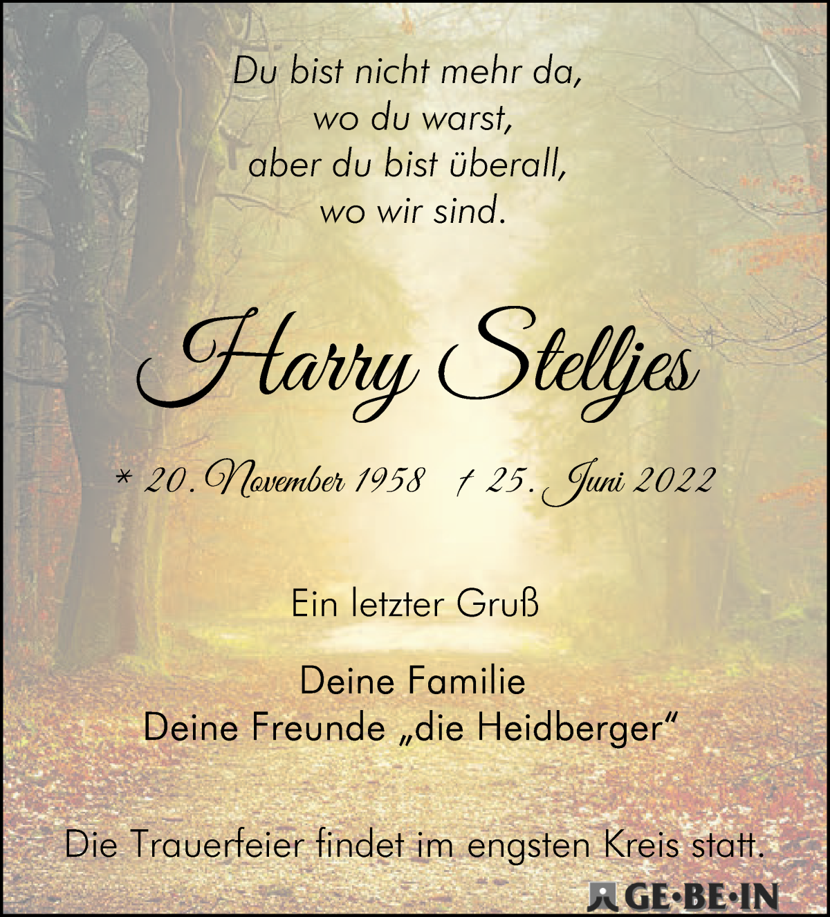  Traueranzeige für Harry Stelljes vom 02.07.2022 aus WESER-KURIER