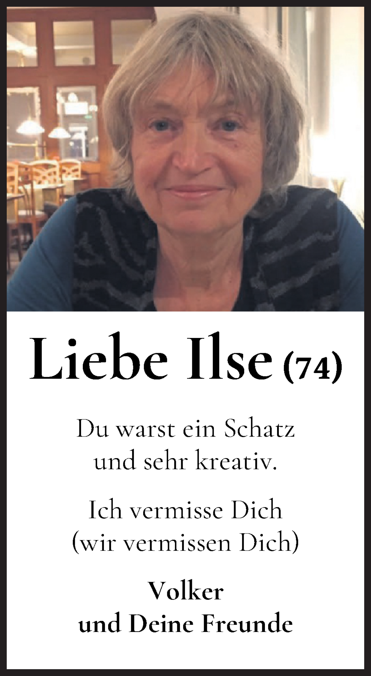 Traueranzeige von Ilse  von WESER-KURIER