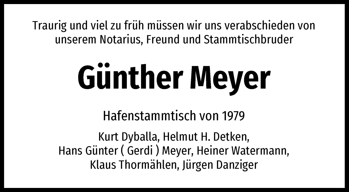  Traueranzeige für Günther Meyer vom 24.08.2022 aus WESER-KURIER