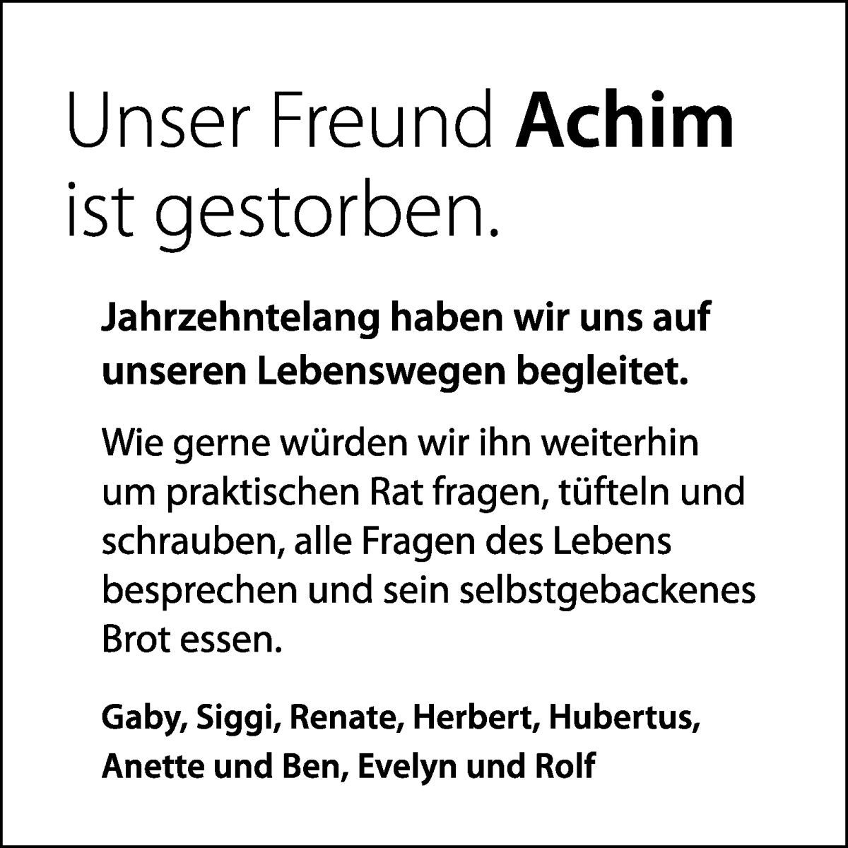  Traueranzeige für Achim Thiesen vom 17.09.2022 aus WESER-KURIER