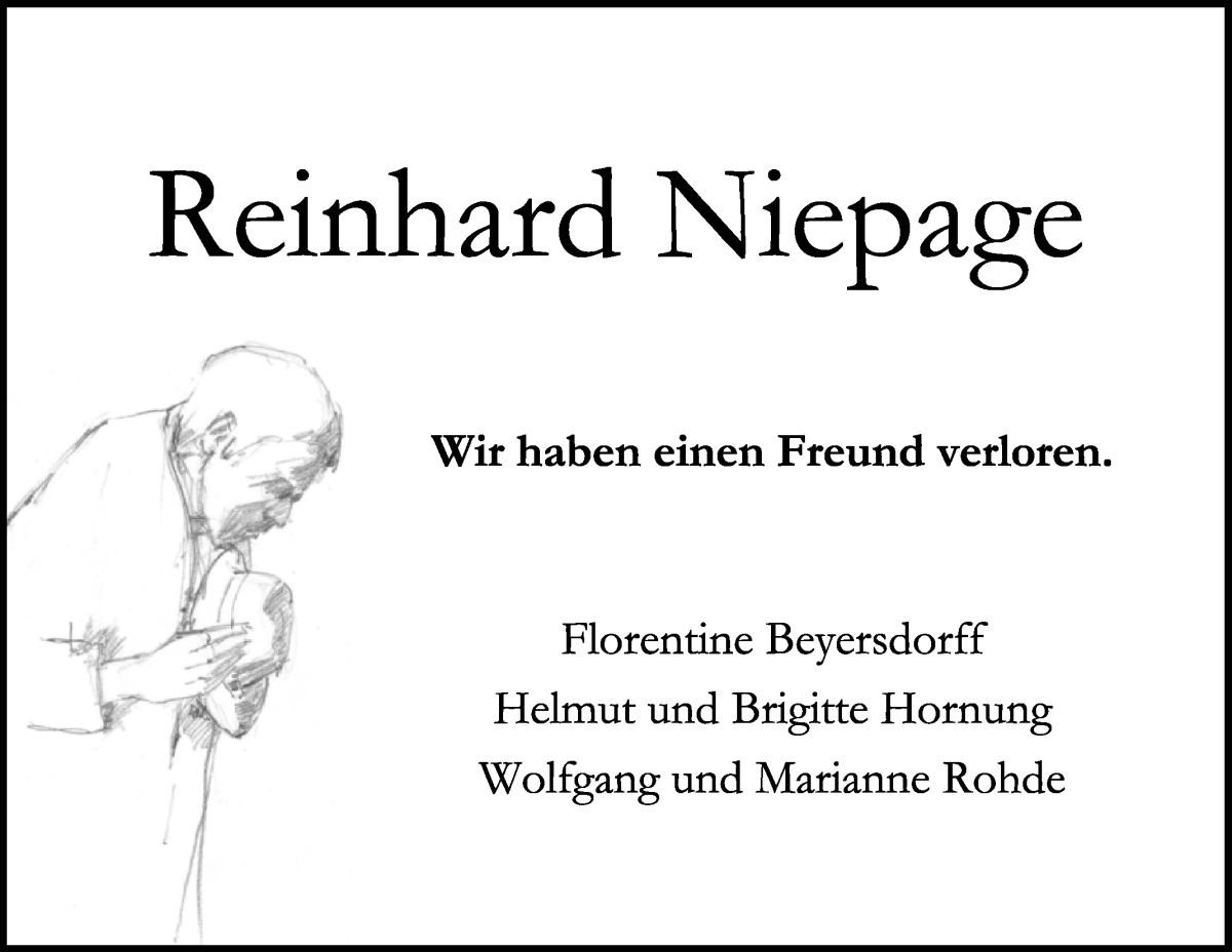 Traueranzeige von Reinhard Niepage von WESER-KURIER