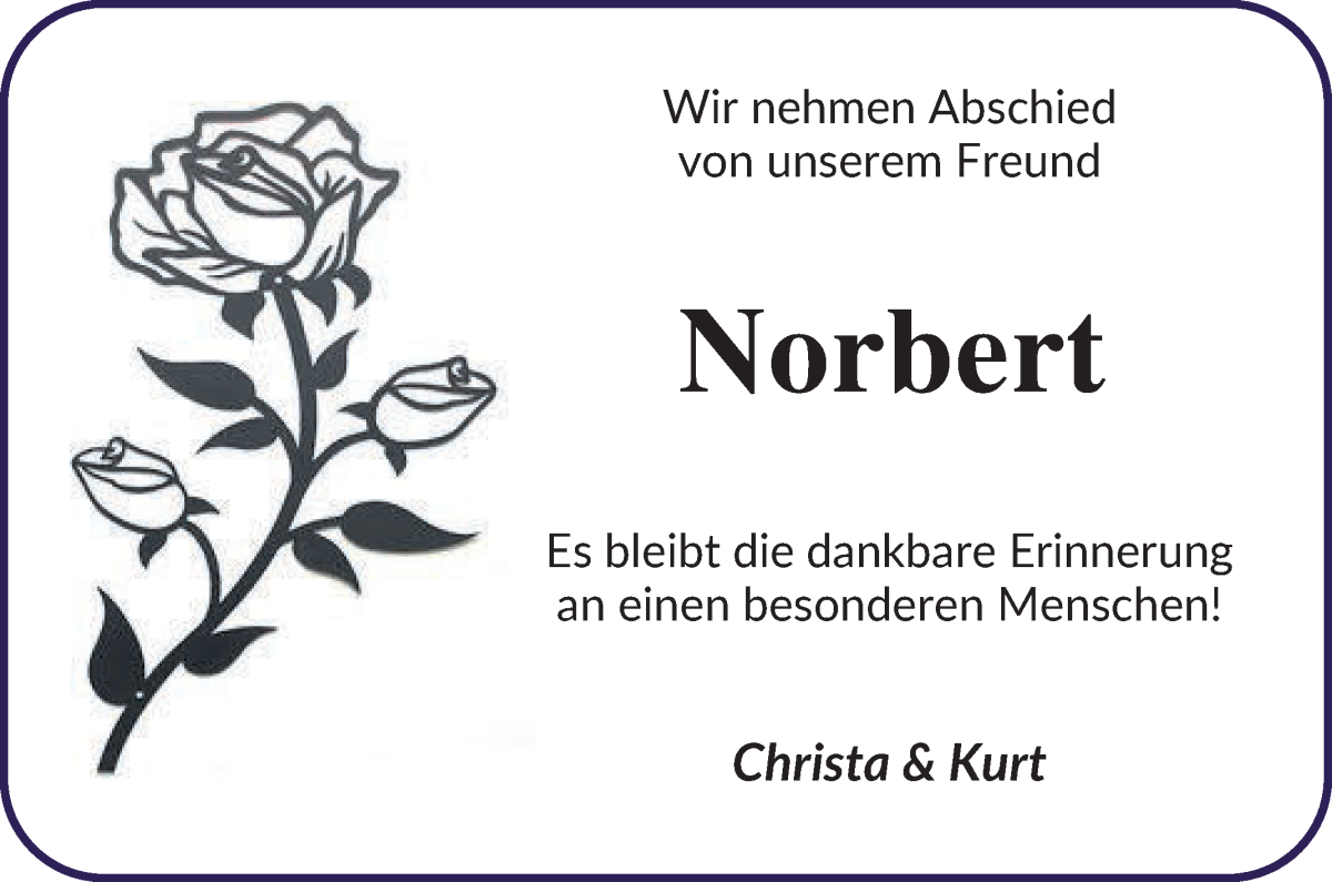  Traueranzeige für Norbert Fischer vom 16.01.2023 aus Die Norddeutsche