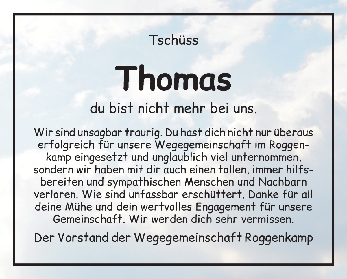  Traueranzeige für Thomas Nüchterlein vom 07.01.2023 aus WESER-KURIER