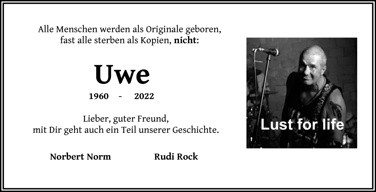  Traueranzeige für Uwe Thielbar vom 07.01.2023 aus WESER-KURIER