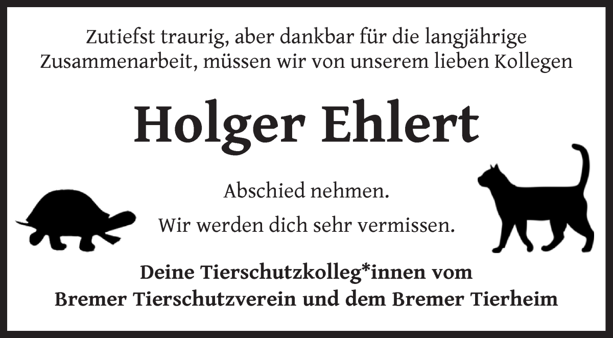 Traueranzeige von Holger Ehlert von WESER-KURIER