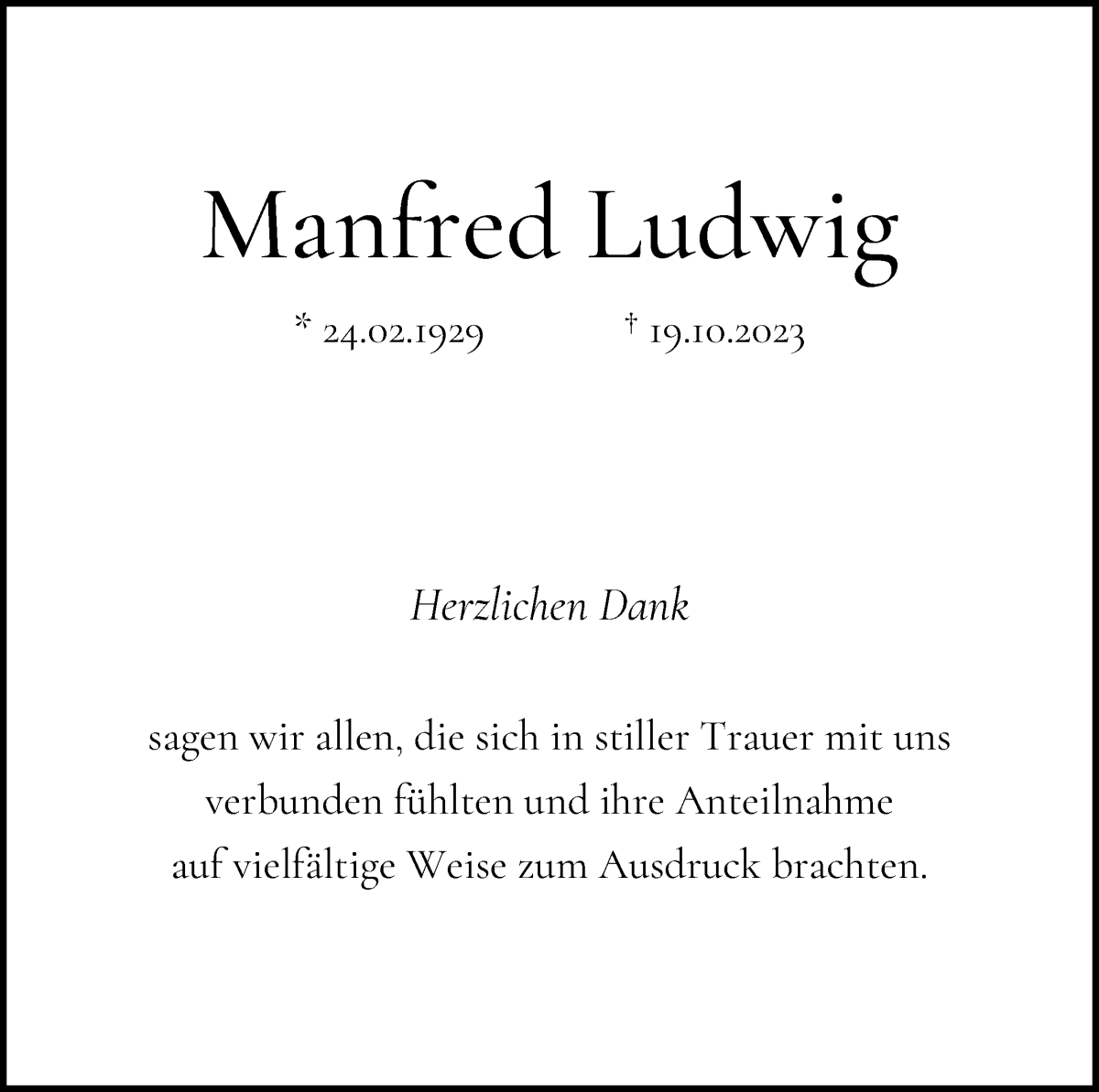 Traueranzeige von Manfred Ludwig von WESER-KURIER