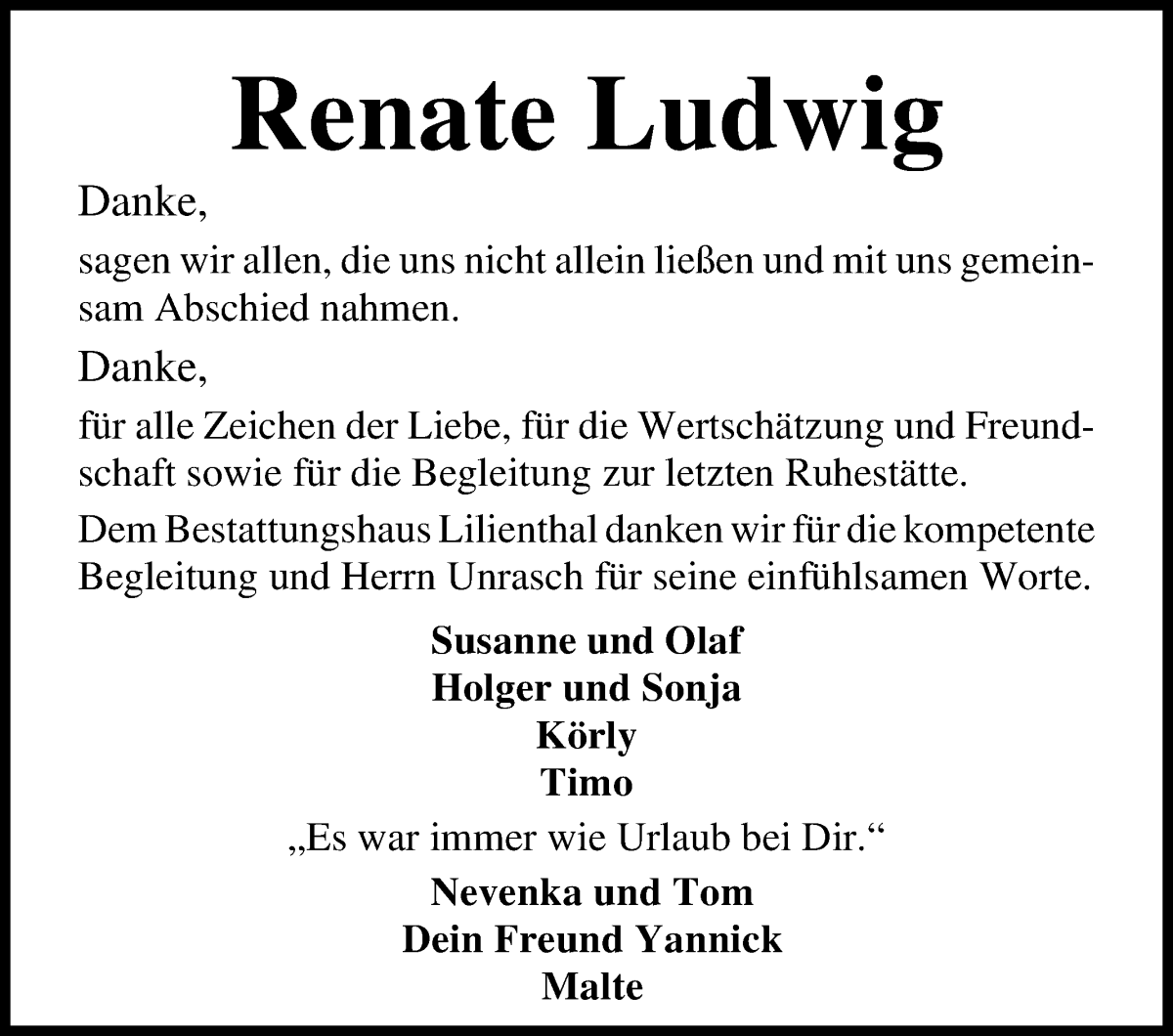  Traueranzeige für Renate Ludwig vom 04.11.2023 aus Osterholzer Kreisblatt