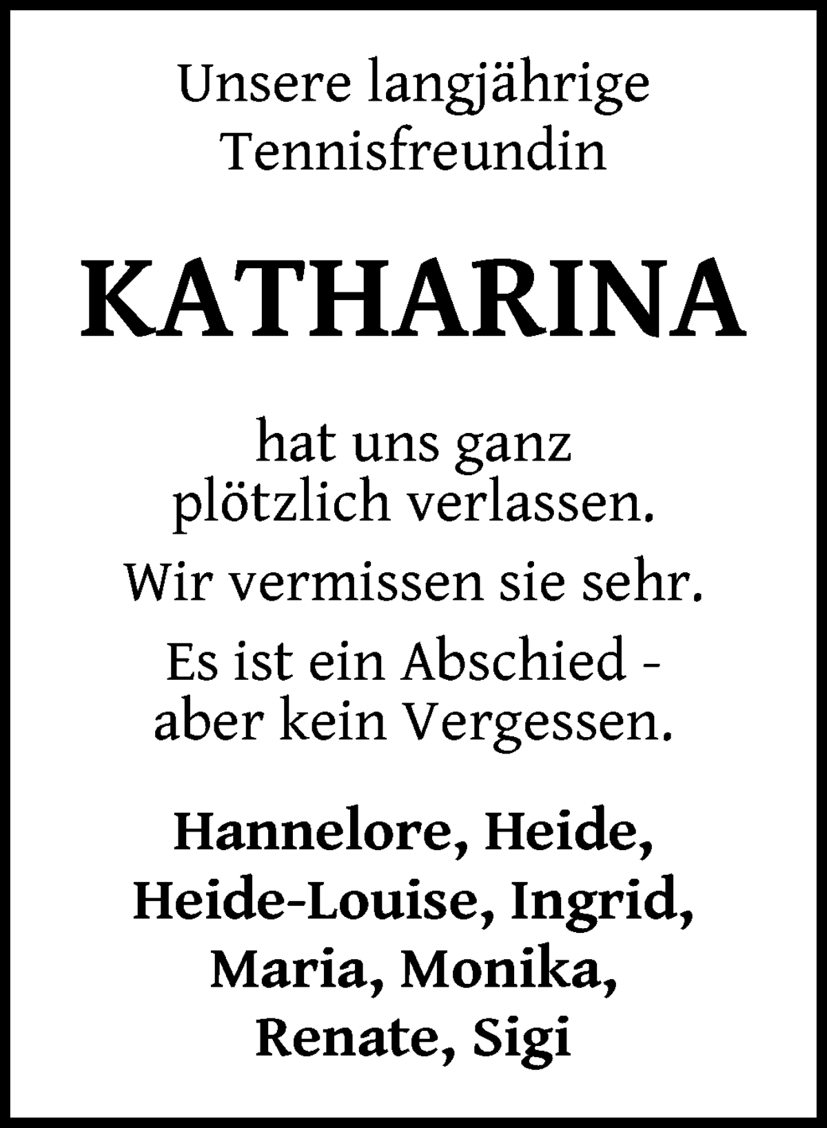  Traueranzeige für Katharina Quante vom 25.02.2023 aus WESER-KURIER
