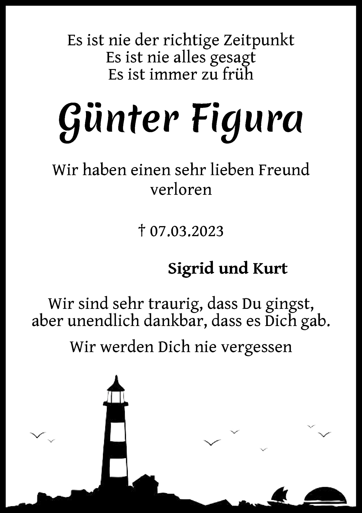 Traueranzeige von Günter Figura von WESER-KURIER