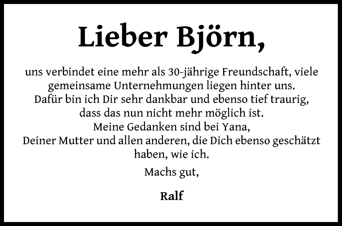  Traueranzeige für Björn Herrmann vom 15.04.2023 aus Die Norddeutsche