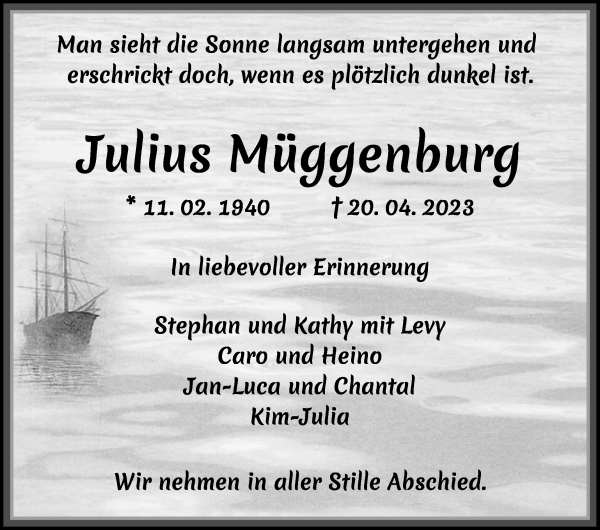 Traueranzeige von Julius Müggenburg von WESER-KURIER