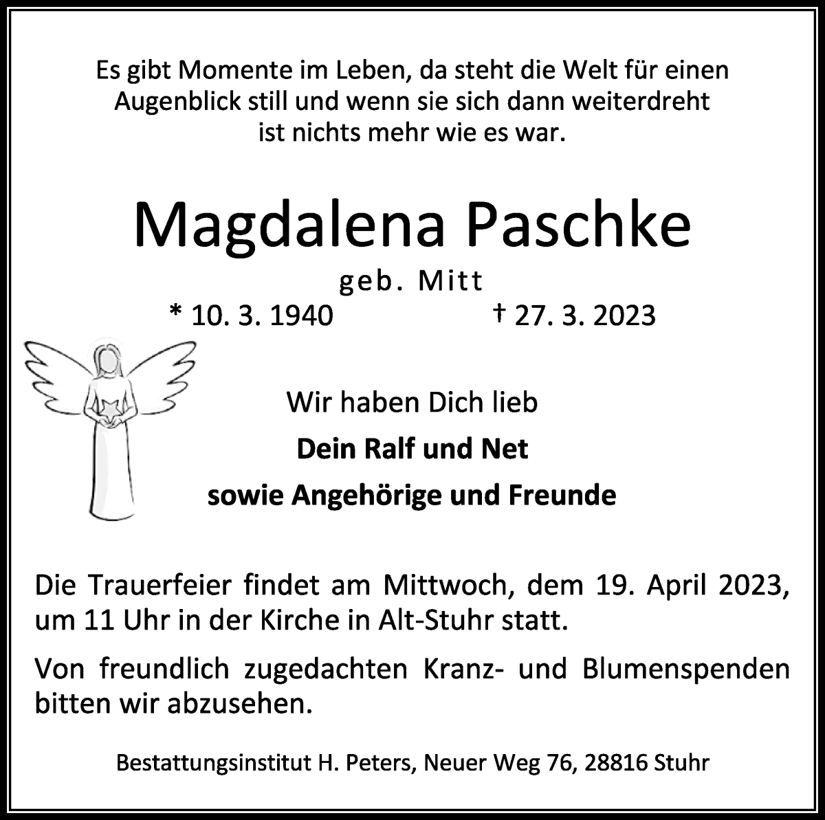 Traueranzeigen Von Magdalena Paschke Trauer And Gedenken 0208