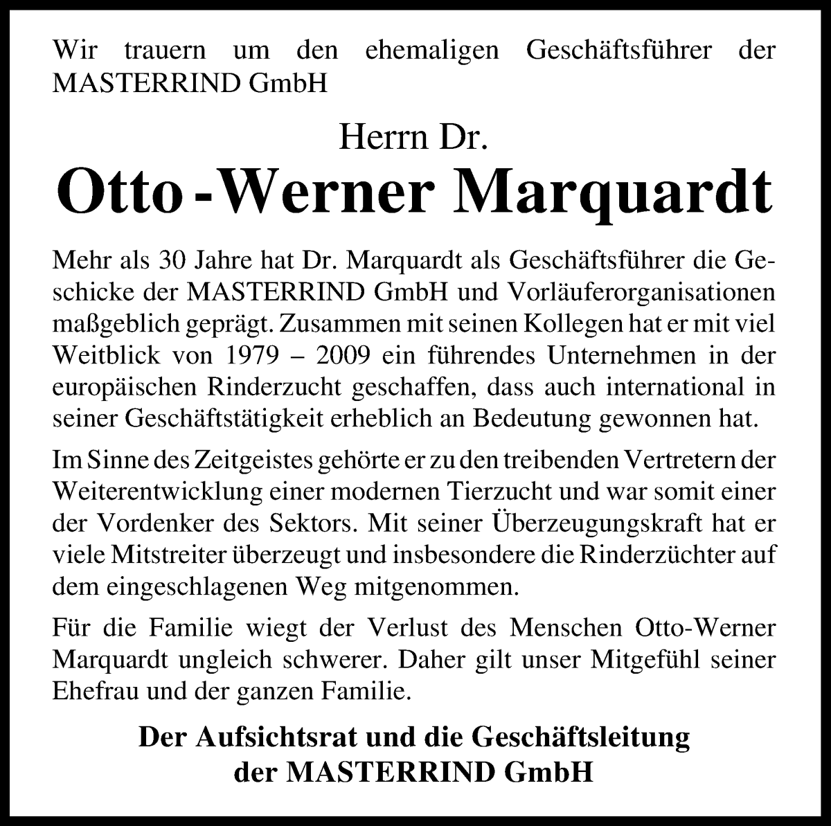 Traueranzeige von Otto-Werner Marquardt von Achimer Kurier/Verdener Nachrichten