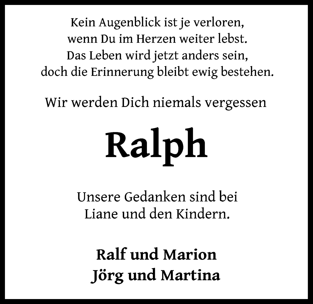  Traueranzeige für Ralph Dröge vom 08.04.2023 aus WESER-KURIER