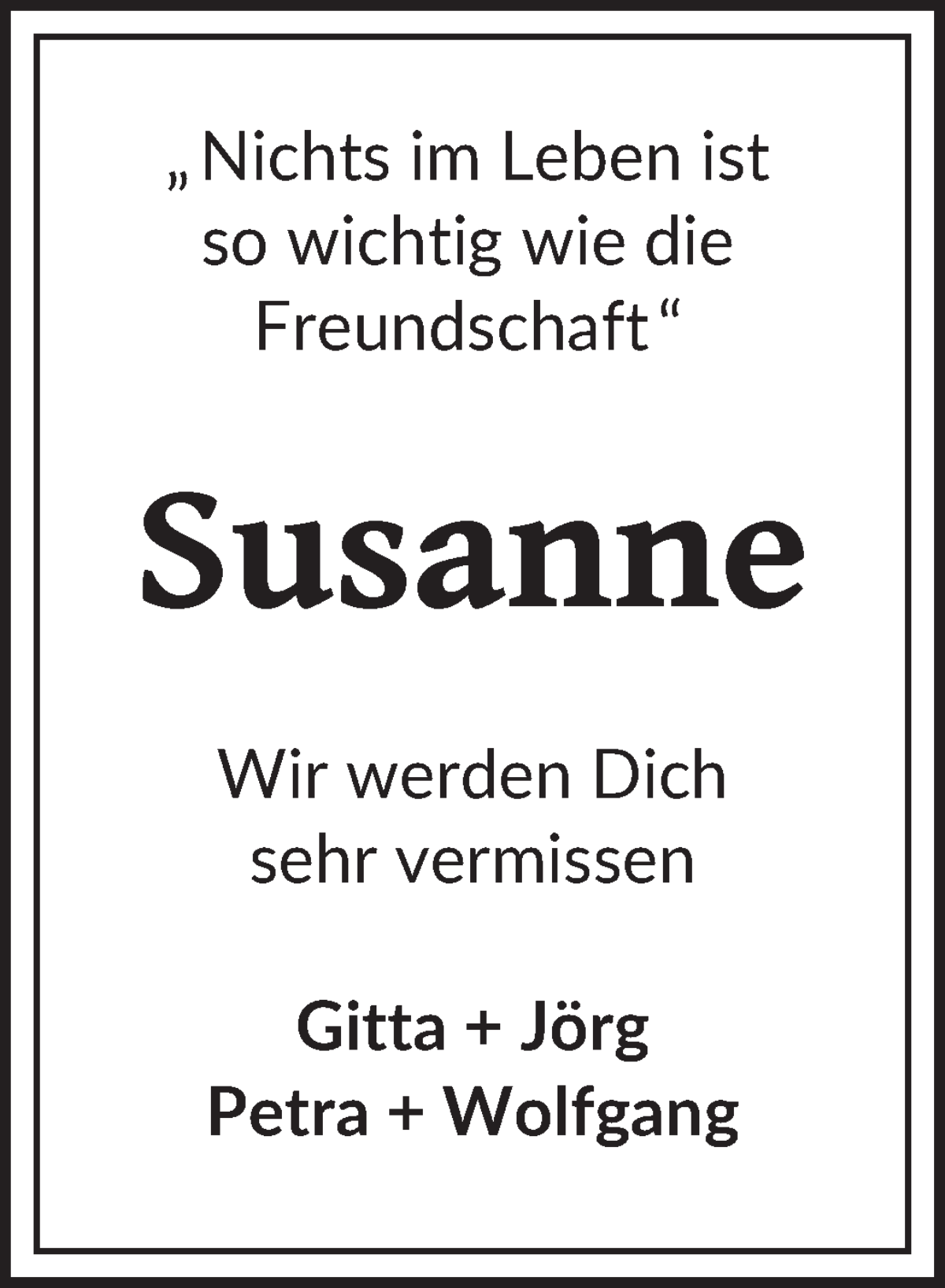  Traueranzeige für Susanne Wichmann vom 13.05.2023 aus WESER-KURIER