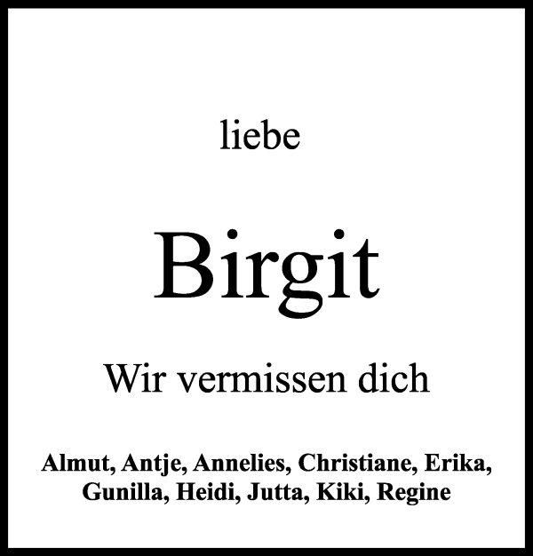Traueranzeige von Birgit Beyerle