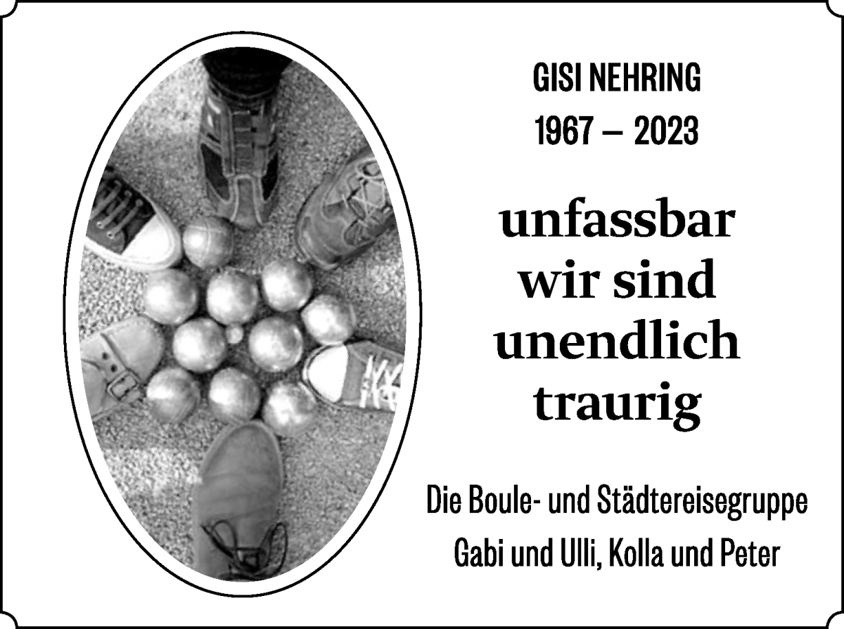 Traueranzeige von Gisela Nehring von WESER-KURIER