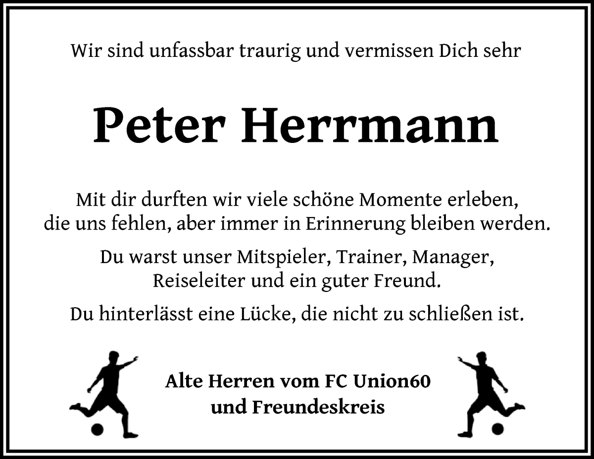 Traueranzeige von Peter Herrmann von WESER-KURIER