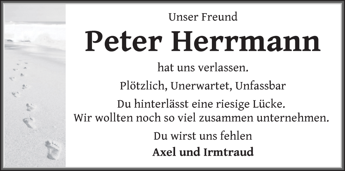 Traueranzeige von Peter Herrmann von WESER-KURIER
