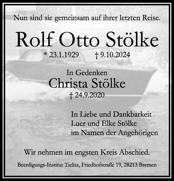 Traueranzeige von Rolf Otto Stölke von WESER-KURIER