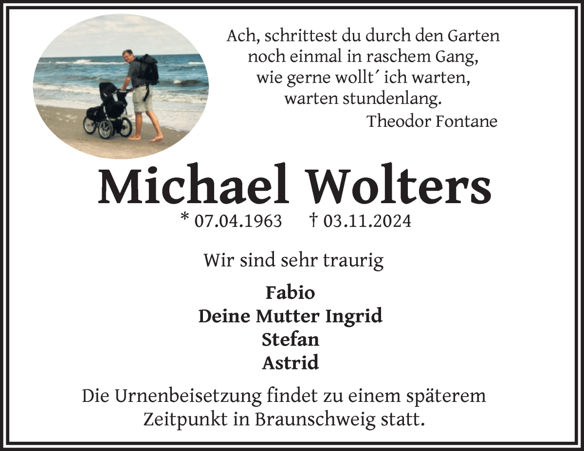 Traueranzeige von Michael Wolters von WESER-KURIER