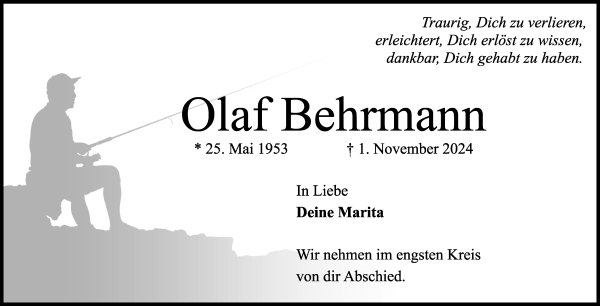 Traueranzeige von Olaf Behrmann von WESER-KURIER