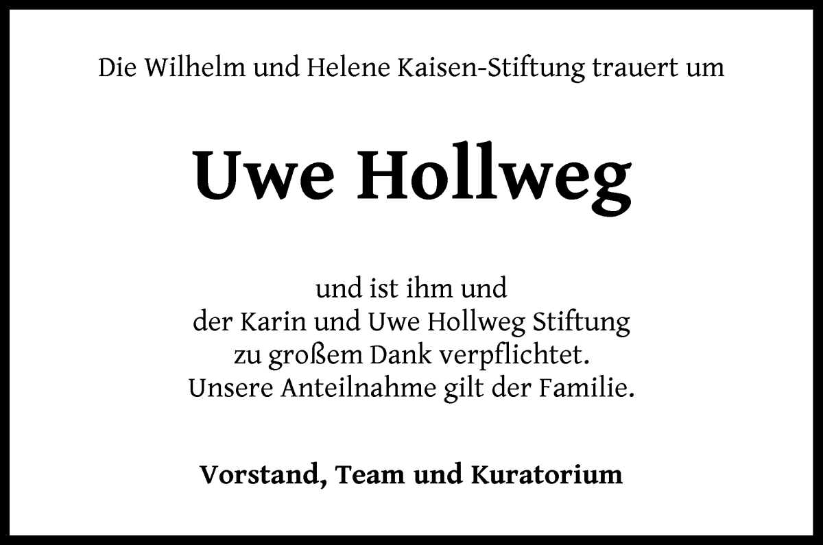 Traueranzeige von Uwe Hollweg von WESER-KURIER