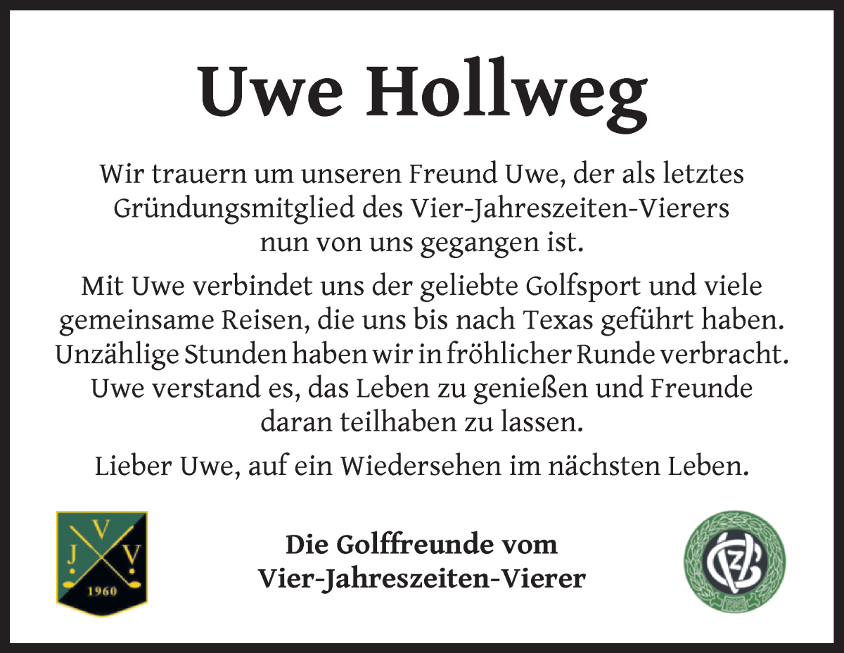 Traueranzeige von Uwe Hollweg von WESER-KURIER