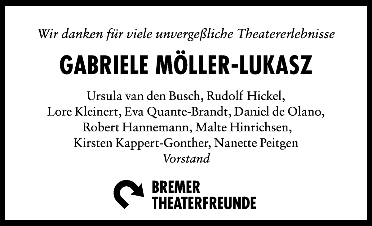  Traueranzeige für Gabriele Möller-Lukasz vom 16.03.2024 aus WESER-KURIER