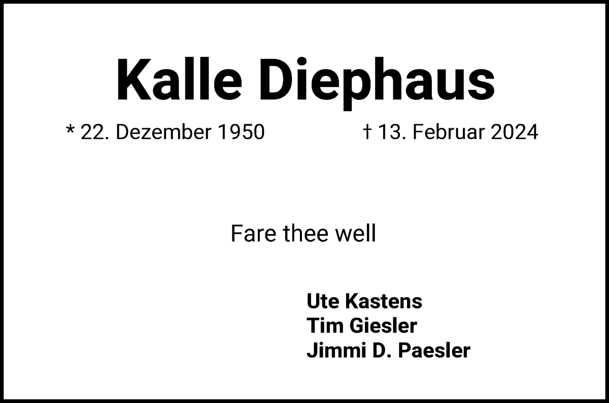 Traueranzeige von Karl-Heinz Diephaus von WESER-KURIER