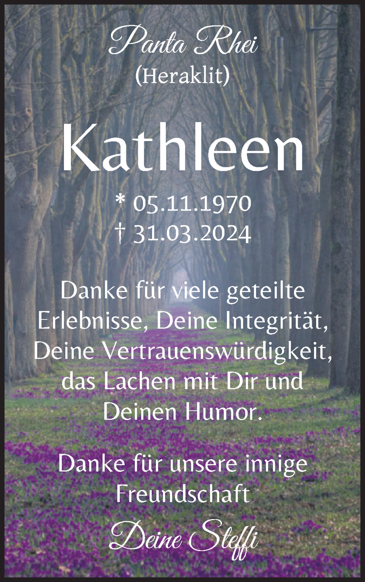  Traueranzeige für Kathleen Büssenschütt vom 06.04.2024 aus WESER-KURIER