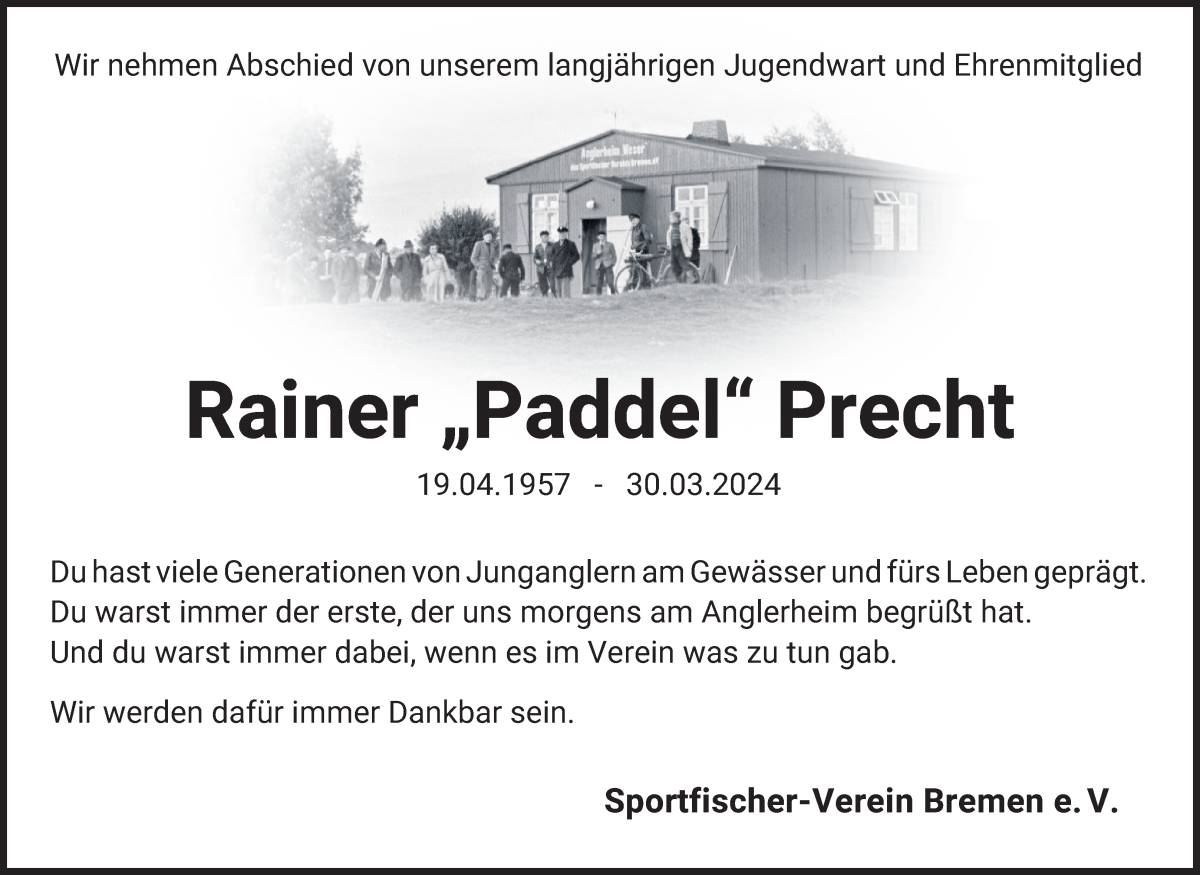  Traueranzeige für Rainer Precht vom 13.04.2024 aus WESER-KURIER